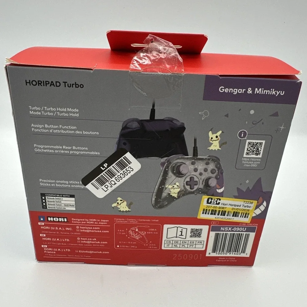 HORI HORIPAD Turbo (Gengar & Mimikyu) for Nintendo Switch 2 Open Box